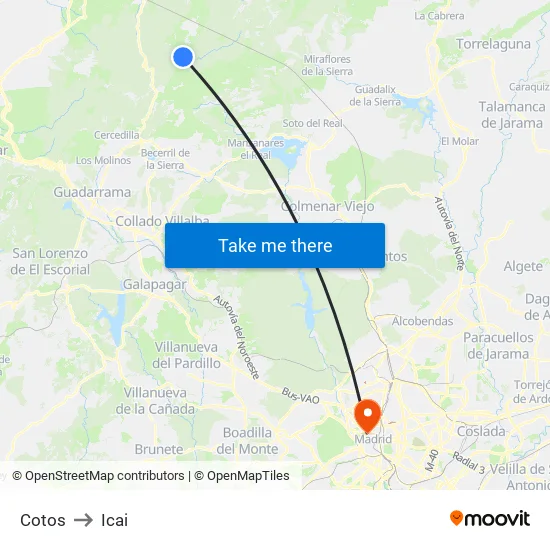 Los Cotos to Icai map