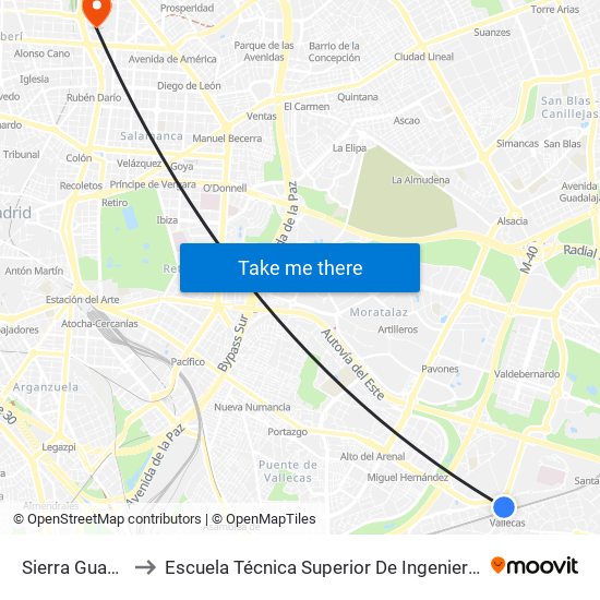 Sierra Guadalupe to Escuela Técnica Superior De Ingenieros Industriales map