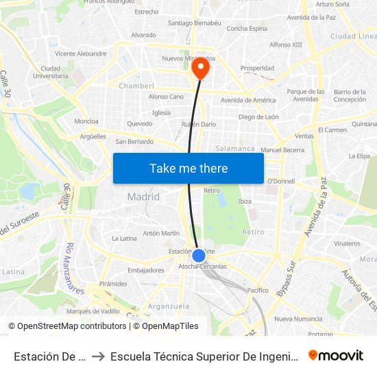 Estación De Atocha to Escuela Técnica Superior De Ingenieros Industriales map