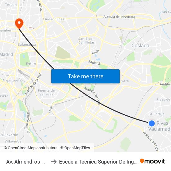 Av. Almendros - Integración to Escuela Técnica Superior De Ingenieros Industriales map