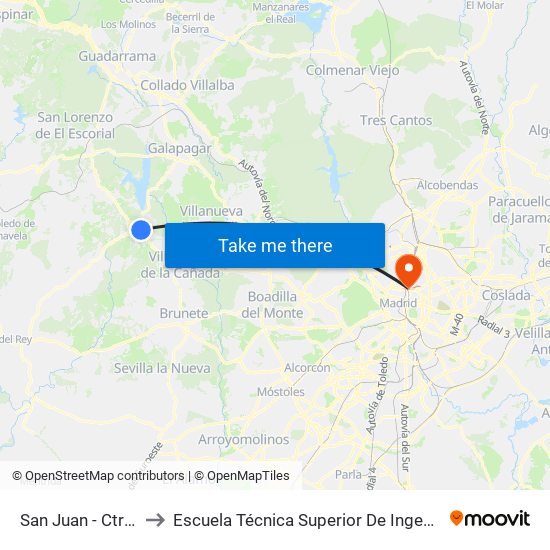 San Juan - Ctra. M-510 to Escuela Técnica Superior De Ingenieros Industriales map