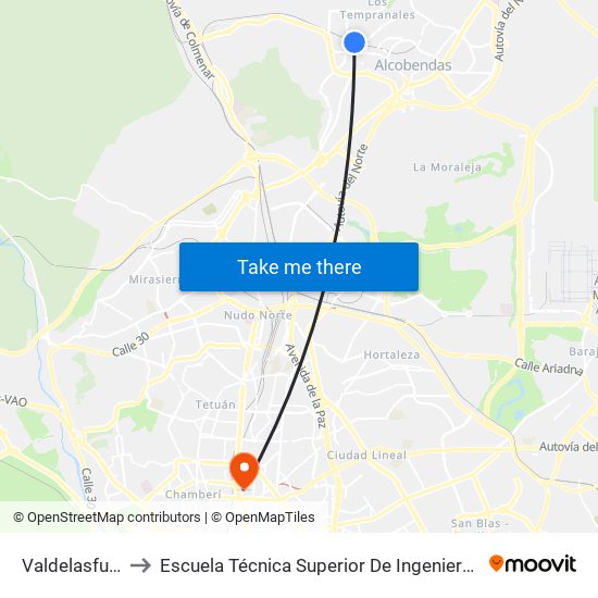 Valdelasfuentes to Escuela Técnica Superior De Ingenieros Industriales map