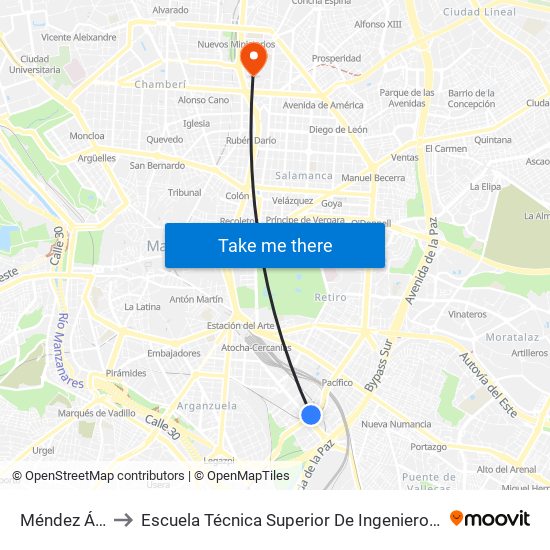 Méndez Álvaro to Escuela Técnica Superior De Ingenieros Industriales map