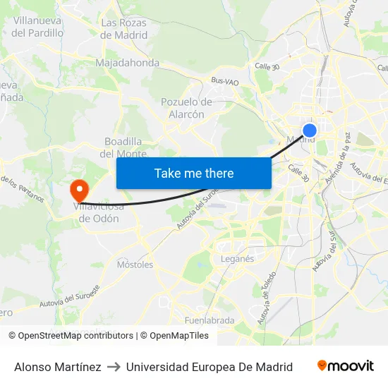 Alonso Martínez to Universidad Europea De Madrid map