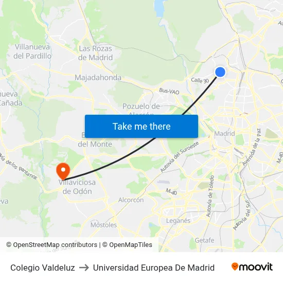 Colegio Valdeluz to Universidad Europea De Madrid map