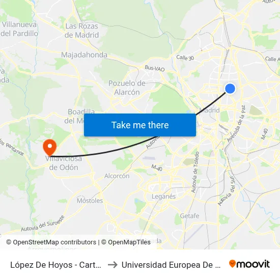 López De Hoyos - Cartagena to Universidad Europea De Madrid map
