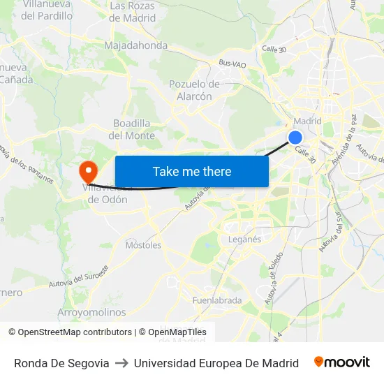 Ronda De Segovia to Universidad Europea De Madrid map