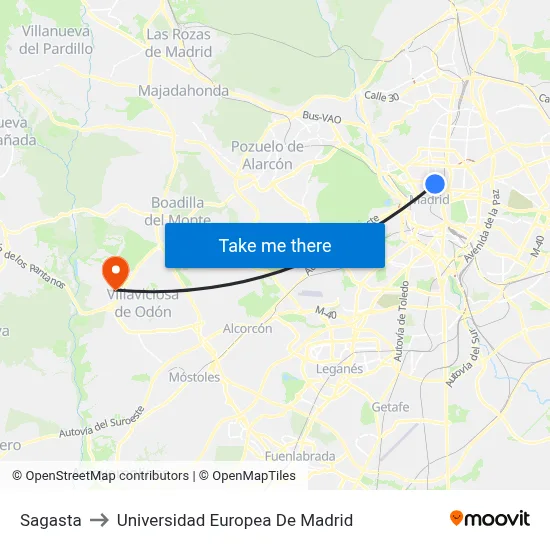 Sagasta to Universidad Europea De Madrid map