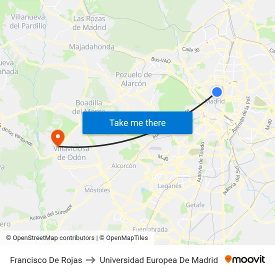 Francisco De Rojas to Universidad Europea De Madrid map