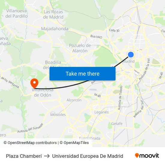 Plaza Chamberí to Universidad Europea De Madrid map