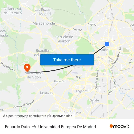 Eduardo Dato to Universidad Europea De Madrid map