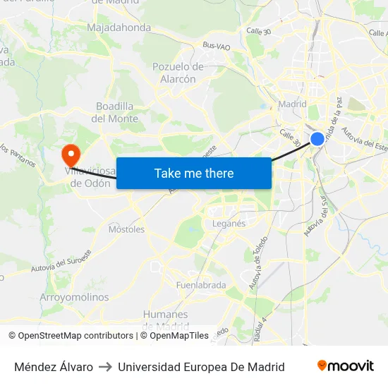 Méndez Álvaro to Universidad Europea De Madrid map