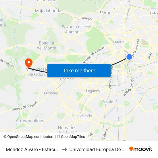 Méndez Álvaro - Estación Sur to Universidad Europea De Madrid map