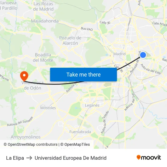 La Elipa to Universidad Europea De Madrid map