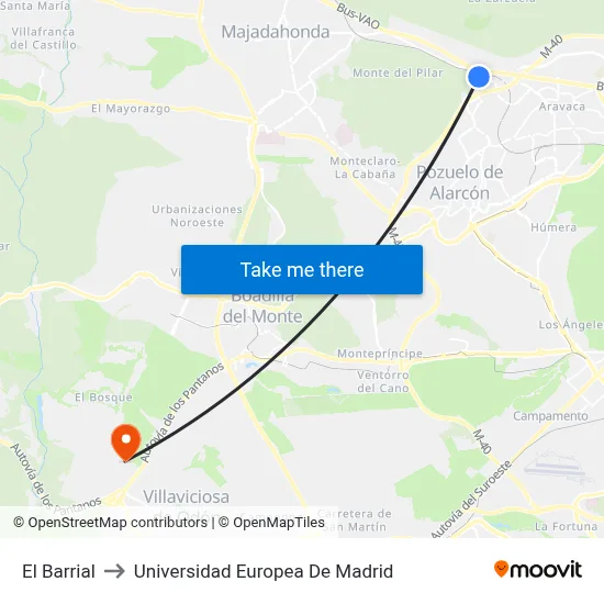 El Barrial to Universidad Europea De Madrid map