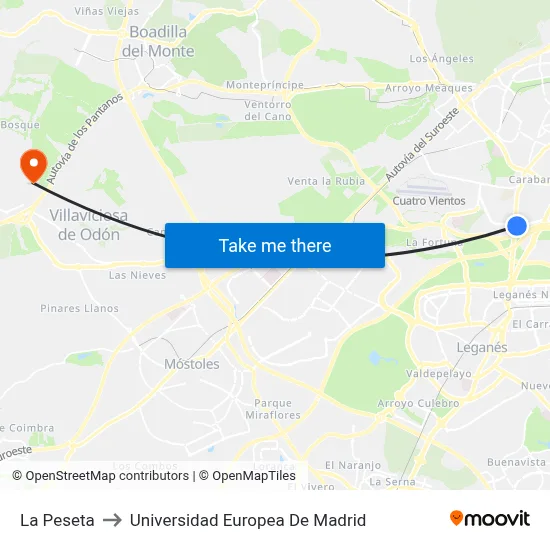 La Peseta to Universidad Europea De Madrid map