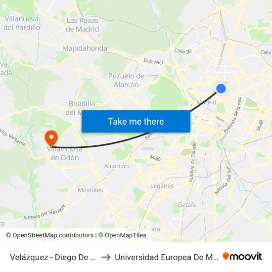 Velázquez - Diego De León to Universidad Europea De Madrid map