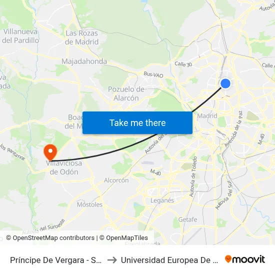 Príncipe De Vergara - Serrano to Universidad Europea De Madrid map