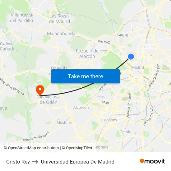Cristo Rey to Universidad Europea De Madrid map