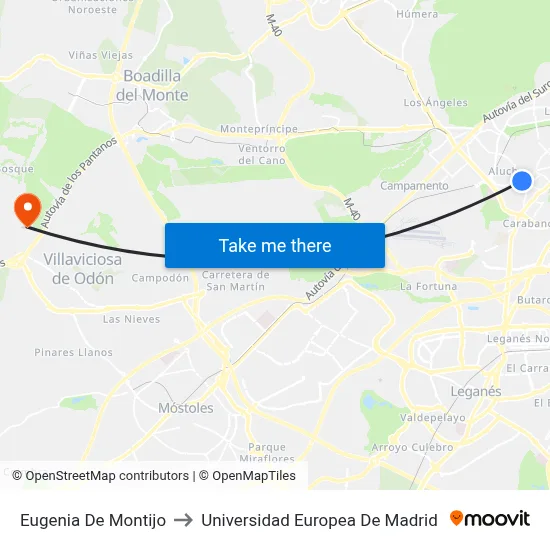 Eugenia De Montijo to Universidad Europea De Madrid map