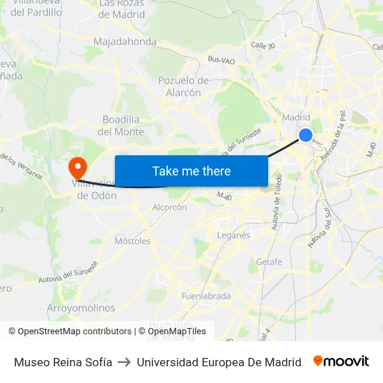 Museo Reina Sofía to Universidad Europea De Madrid map