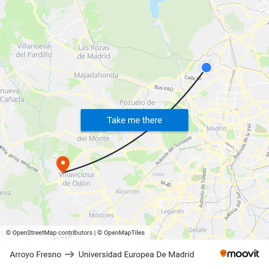 Arroyo Fresno to Universidad Europea De Madrid map