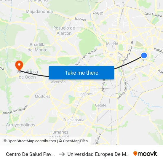 Centro De Salud Pavones to Universidad Europea De Madrid map