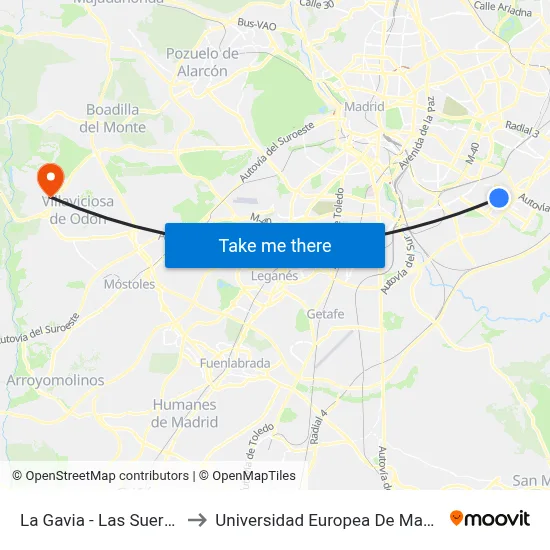 La Gavia - Las Suertes to Universidad Europea De Madrid map