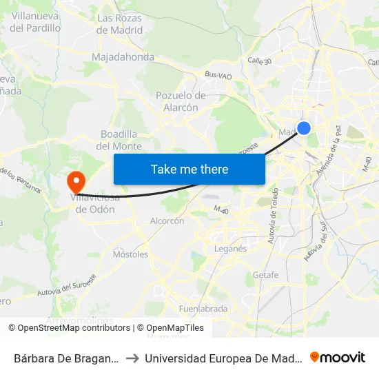 Bárbara De Braganza to Universidad Europea De Madrid map