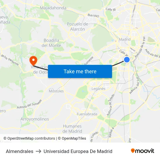 Almendrales to Universidad Europea De Madrid map