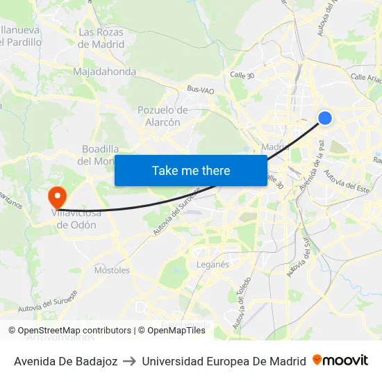 Avenida De Badajoz to Universidad Europea De Madrid map