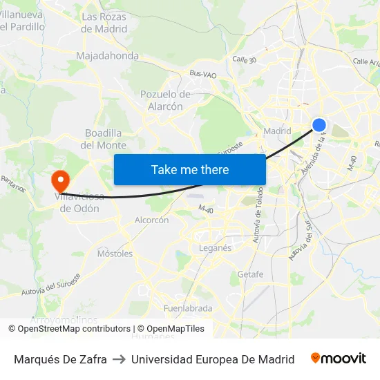 Marqués De Zafra to Universidad Europea De Madrid map