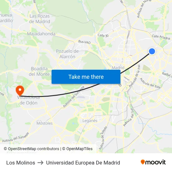 Los Molinos to Universidad Europea De Madrid map