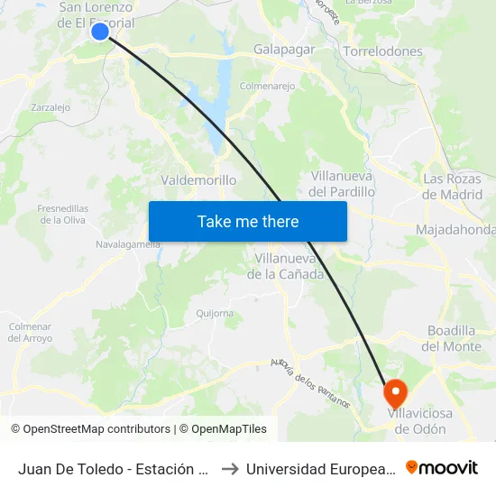 Juan De Toledo - Estación De Autobuses to Universidad Europea De Madrid map