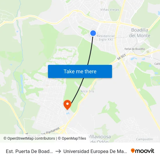 Est. Puerta De Boadilla to Universidad Europea De Madrid map