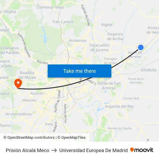 Prisión Alcalá Meco to Universidad Europea De Madrid map
