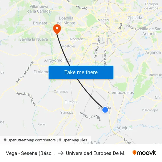 Vega - Seseña (Báscula) to Universidad Europea De Madrid map