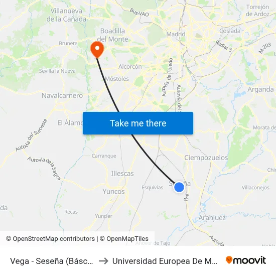 Vega - Seseña (Báscula) to Universidad Europea De Madrid map