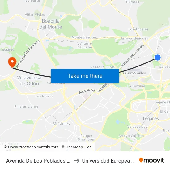 Avenida De Los Poblados - Comisaria to Universidad Europea De Madrid map