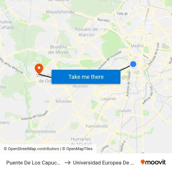Puente De Los Capuchinos to Universidad Europea De Madrid map