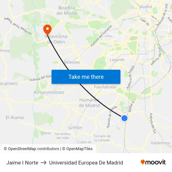 Jaime I Norte to Universidad Europea De Madrid map