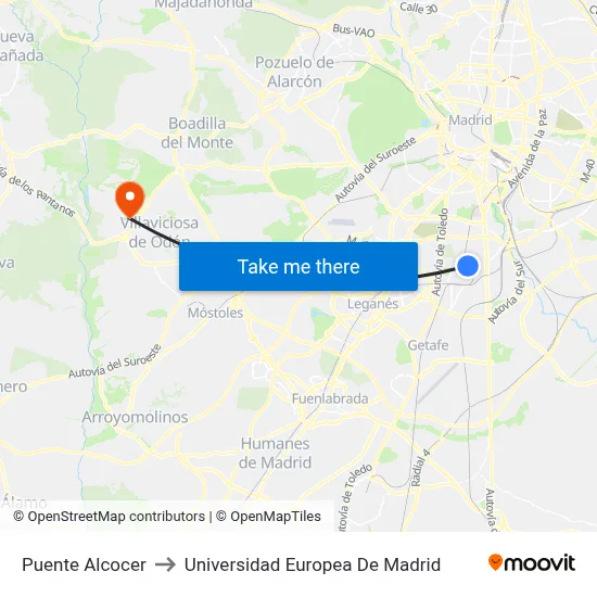Puente Alcocer to Universidad Europea De Madrid map