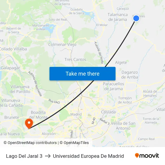 Lago Del Jaral 3 to Universidad Europea De Madrid map