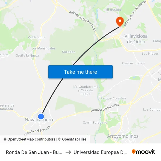 Ronda De San Juan - Buenavista to Universidad Europea De Madrid map