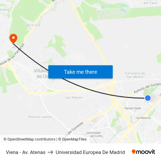 Viena - Av. Atenas to Universidad Europea De Madrid map