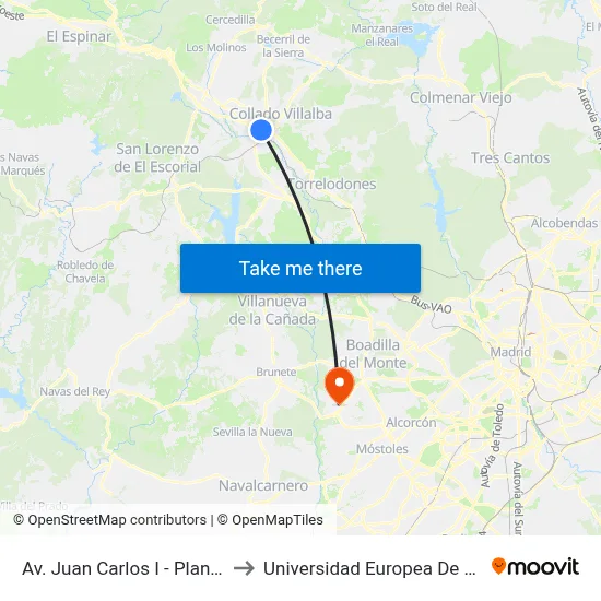 Av. Juan Carlos I - Planetocio to Universidad Europea De Madrid map