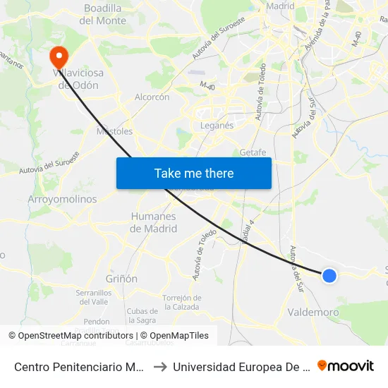 Centro Penitenciario Madrid III to Universidad Europea De Madrid map