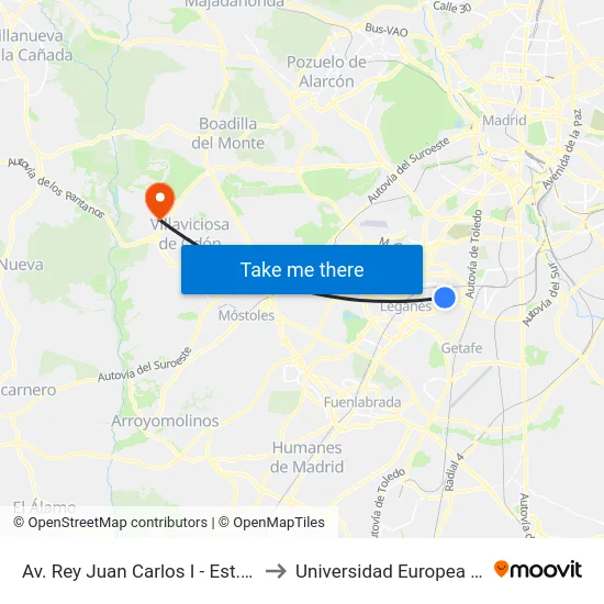 Av. Rey Juan Carlos I - Est. El Carrascal to Universidad Europea De Madrid map