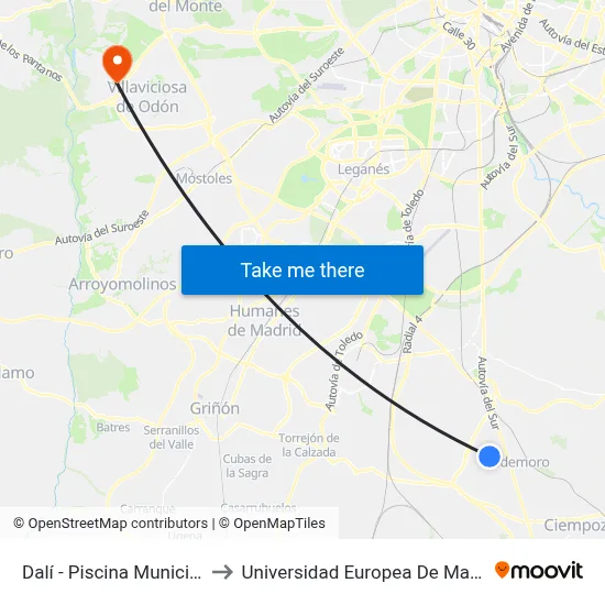 Dalí - Piscina Municipal to Universidad Europea De Madrid map