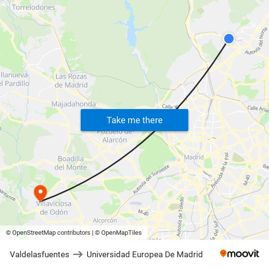 Valdelasfuentes to Universidad Europea De Madrid map